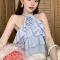 thumbnail image 4 of Women Fashion Soft 3D Flowers Breathable Sleeveless Vest Floral Strap Top 3D Flowers Vest Blouses Vest WHITE, 4 of 8