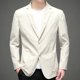 thumbnail image 2 of Traje pequeño de algodón ajustado de alta gama para hombre, informal, de una sola capa y fino, para primavera y verano, abrigo estilo western para hombre, 2 of 5