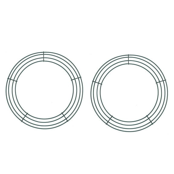 VogueV Round Metal Wreath Frame 12” Green Wire Set of 2, Heavy-Duty Diy Craft Ring for Valentine Wedding Floral Garland, Indoor/Outdoor Wall Door Holiday Decoration Base, 2Pc Wreath Frame
