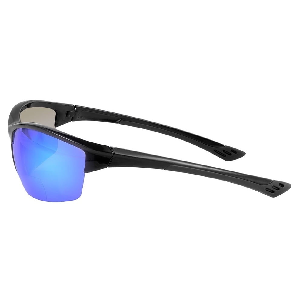 2 Pair of "The Skillful" Lightweight Sport Wrap Polarized Bifocal Sunglasses - Open Road Blue/Open Road Blue - 1.75