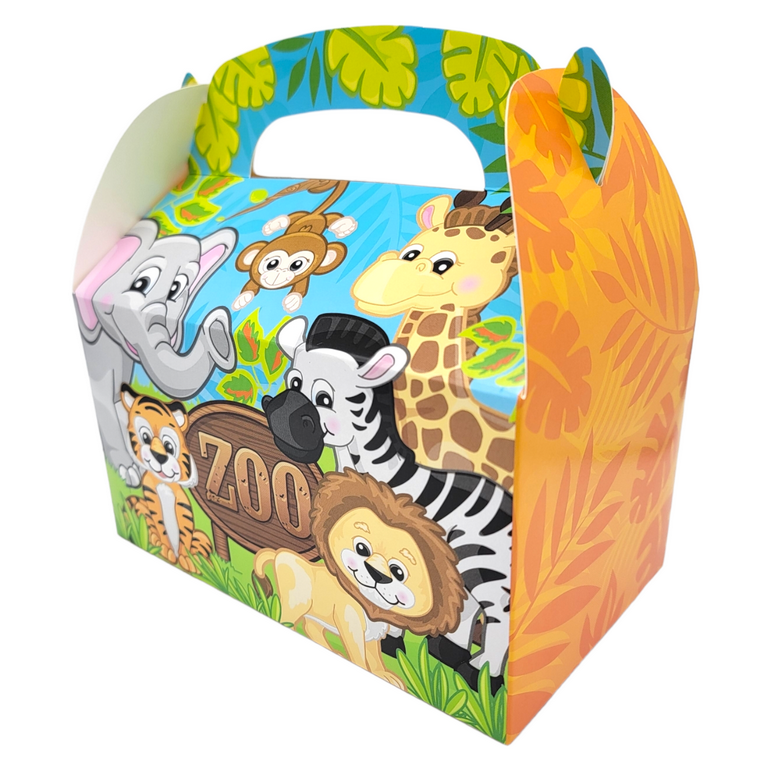 Zoo Animal Print Treat Favor Boxes 12 Pack Paper Cardboard. 6.25