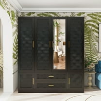 ClassyCabin Armoire Wardrobe Closet Cabinet with Drawers, Modern Closet Cabinet for Large Capacity with Hanging Rod, Wood