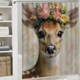thumbnail image 6 of Orinice Deer Flower Crown Bathroom Decor Set Luxurious Graphic Print Polyester Fabric Fashion Shower Curtain Home Decoration with Hooks 69x72, 6 of 7