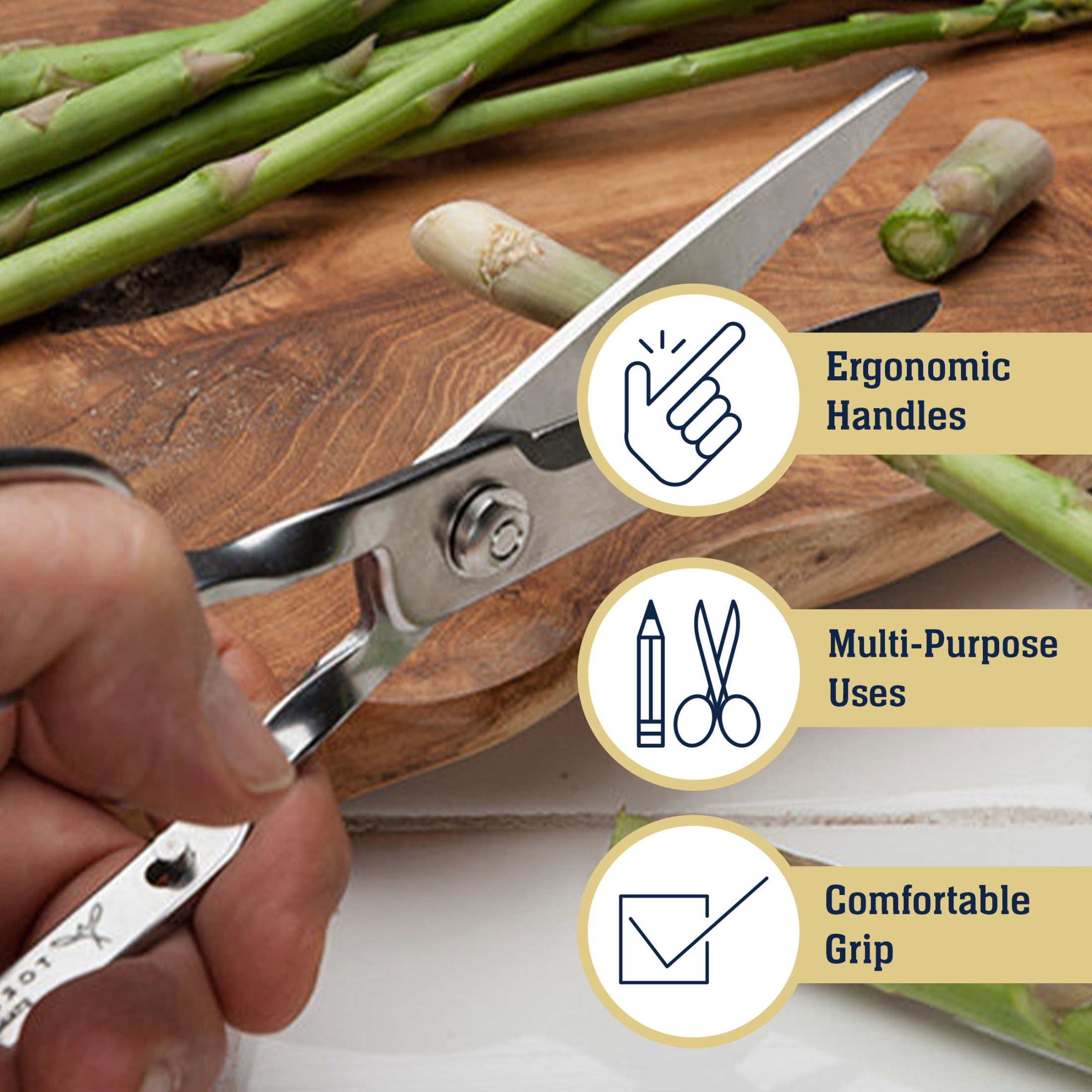 Kings County Tools Japanese Super Smooth Stainless Steel Kitchen Scissors - Multipurpose Shears