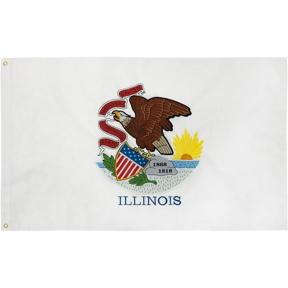 Illinois Flag 3x5 Ft IL State Flags Embroidered Heavy Duty for Outdoor with 2 Brass Grommets 4 Stitching Rows Vivid Color Sewn Stripes
