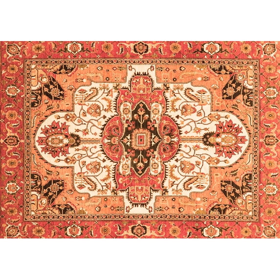 Ahgly Company Indoor Rectangle Abstract Orange Modern Area Rugs, 8' x 12'