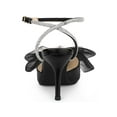 thumbnail image 2 of BLISSFUL STEP Rhinestone Mesh Bow Slingback Stiletto Heel Pumps for Women Black 7, 2 of 6