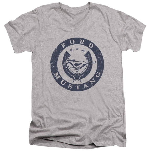 Ford Mustang Lucky Ford Mustang S/S Adult V-Neck T-Shirt 30/1 T-Shirt Athletic Heather