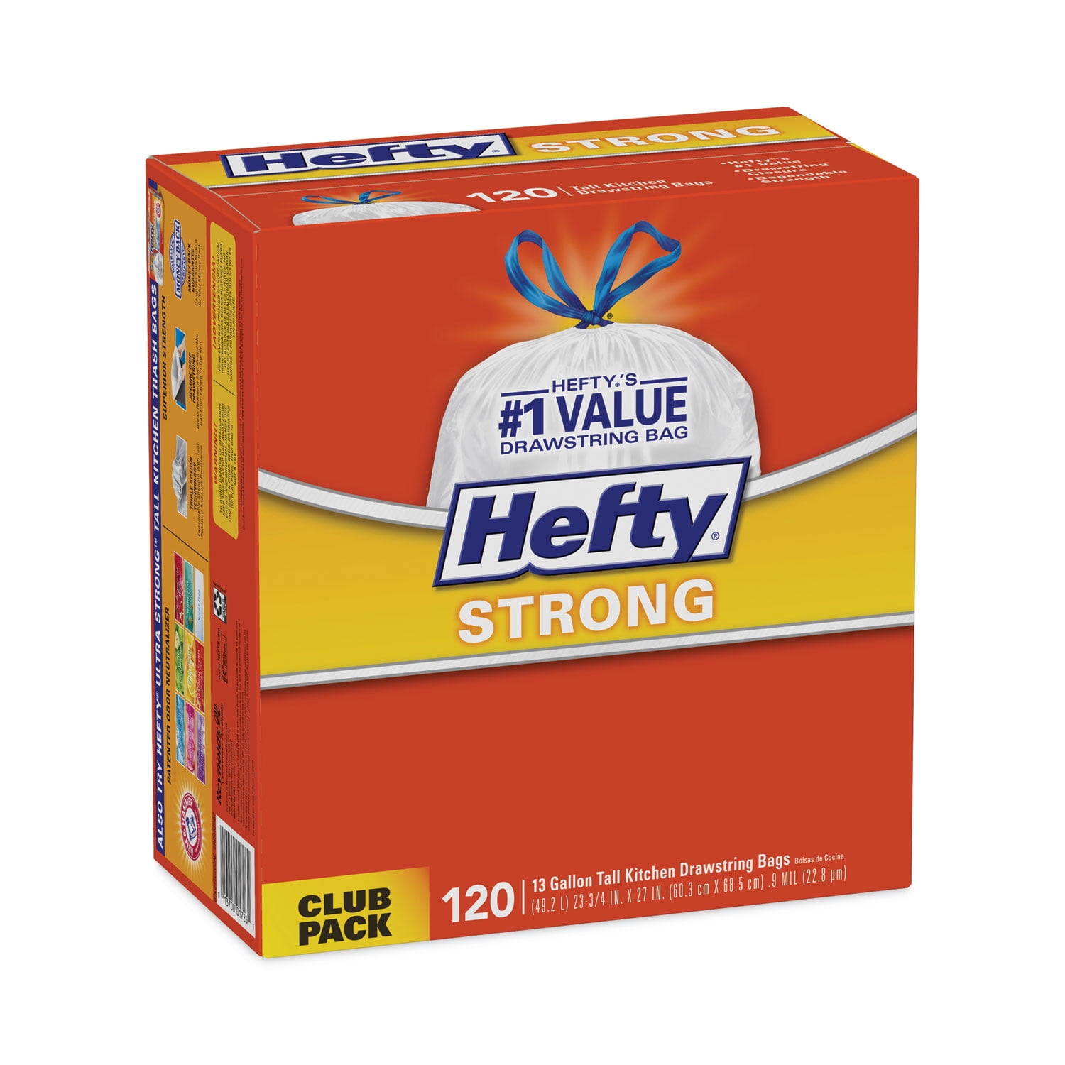 Hefty® Strong 13-Gallon Tall Kitchen Drawstring Trash Bags, 45 ct - Ralphs