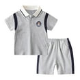 thumbnail image 2 of Antinious Toddler Summer Breathable Cool Short Sleeve Shirt & Shorts Casual Fashion Short Sleeve Set,Outfits for Kids,Boys Girls Sleepwear Set,Gray,110, 2 of 5