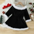 thumbnail image 4 of Diufon Robe de Noël pour Bébé Fille en Velours Manches Longues Col en Peluche Chaud Robe de Fête avec Bandeaux, 4 of 7