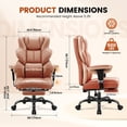thumbnail image 6 of FelixKing Big and Tall Office Chair 500Lbs, Ergonomic Leather Desk Chair with Footrest Lumbar Support, High Back Executive Computer Chair for Home Office, Brown, 6 of 8
