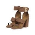 thumbnail image 5 of Women's Faux Suede Triple Band Open Toe Chunky Heel 19824, 5 of 6