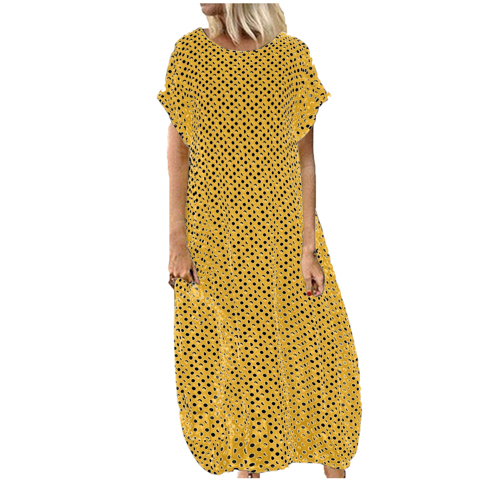 VSSSJ Casual Summer Maxi Dresses for Women Plus Size Polka Dot Print
