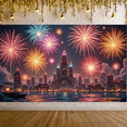 thumbnail image 6 of Multicolor Explosions Fireworks Display Urban Landscape City Night Backdrop Sparkling Display Night Scene Festival Background for New Year Party National Day Celebration Festival Event, 6 of 9