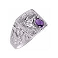thumbnail image 4 of RYLOS Mens Rings 14K White Gold Rings Lucky Nugget Horse Head 6X4MM Oval Gemstone & Genuine Diamond  Ring   Amethyst February Birthstone Rings For Men, Men's Rings, Gold Rings Sizes 8,9,10,11,12,13, 4 of 7