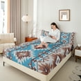 thumbnail image 4 of Manfei Hippie Geometric Aztec Twin Sheet Sets, Tribal Western Bohemian Twin Fitted Sheet, Mandala Theme Flat Sheet, Lightweight Room Decor, 3pcs, 4 of 7