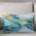 thumbnail image 3 of Turquoise Gold Marble Throw Pillow Cover 12 x 20 Inch Decorative Pillow Cover Modern Blue Teal Geometric Lumbar Pillowcase Seasonal Rectangle Cushion Case for Couch Sofa Bed Living Room, 3 of 7