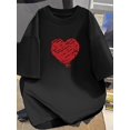 thumbnail image 1 of Classic Black Cotton T-Shirt with Heart Design - Casual, Breathable & Versatile Short Sleeve Crew Neck Tee for Casual Attire, Casual Sporty Tee, Summer Gifts, 1 of 6