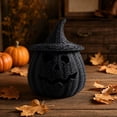 thumbnail image 4 of Orangide Halloween Decor Pumpkin Basket with Lid Black Wicker Resin Ornament Handmade Tabletop Decor for Party Home Shelf Centerpiece Fall Decoration, 4 of 6