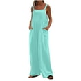 thumbnail image 3 of Summer Plus Size Jumpsuits for Women Tummy Control Fashion Printed Jumpsuit Casual Button Pocket Sleeveless Wide Leg Trousers, 3 of 9