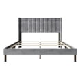 thumbnail image 6 of Home Design Herrin Queen Tufted Luxurious Velvet Upholstered Wingback Panel Bed Frame with Vertical Channel Tufting & Wingback Design, Silver Gray, Easy Assembly, 6 of 12
