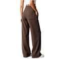 thumbnail image 6 of ClodeEU Women's Drawstring Elastic High Waist Wide Leg Corduroy Pants,Solid Color Loose Casual Trousers With Pockets ,Women's Plus L, 6 of 7