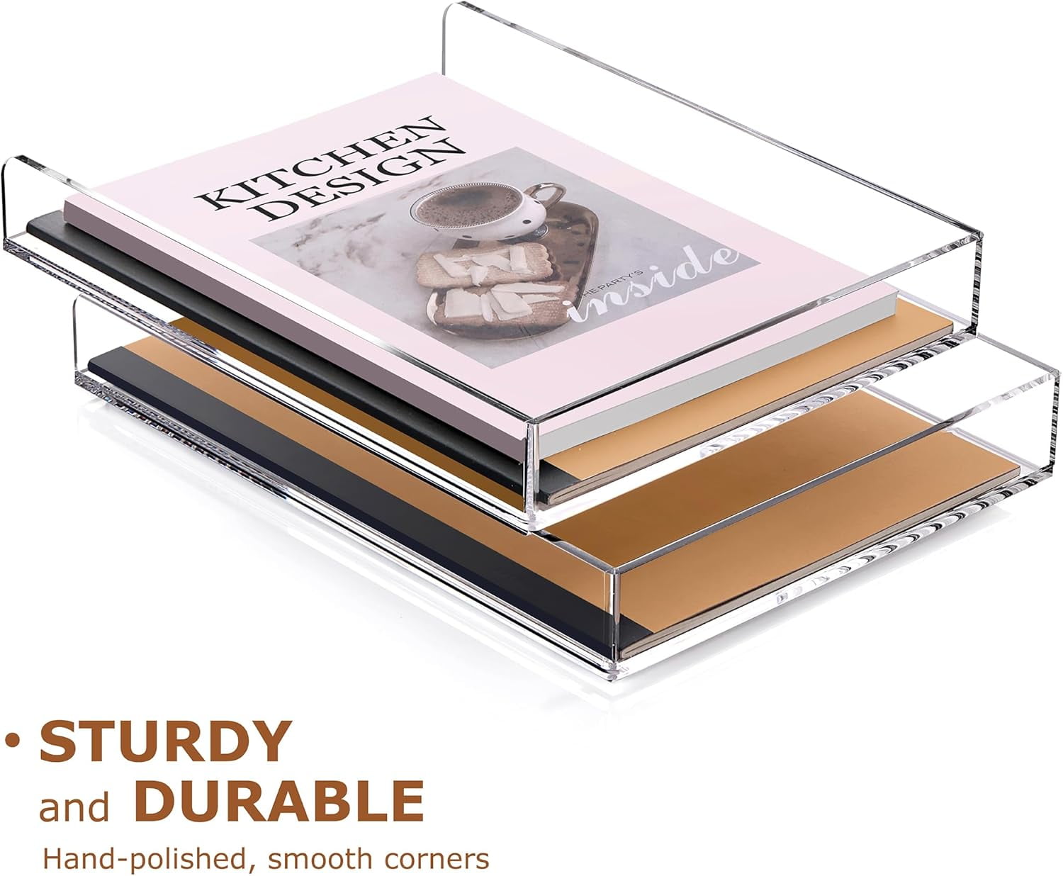 2 Tier Acrylic Stackable Paper Letter Tray, Vertical A4 File Desk Organizer and Accessories Sorter Tray, Clear Workspace Office Supplies Organizers, 12inx9.25inx3.42in