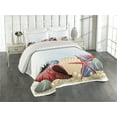 thumbnail image 2 of Ambesonne Ocean Quilted Coverlet 3 Pcs, Summertime Seaside Pearl, King Size, Red Beige Grey, 2 of 4