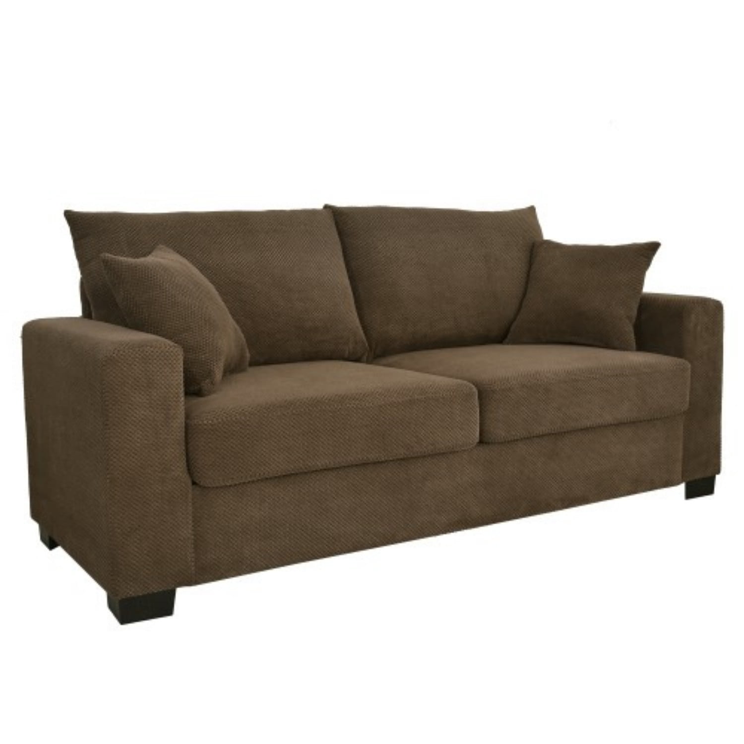 69" Two Seater Sofa Couch Upholstered Textured Fabric Loveseat with 2 Throw Pillows for Living Room Apartment Office, Coffee