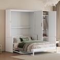 thumbnail image 4 of Harper & Bright Designs Queen Murphy Bed with Closet, Foldable Wall Bed Frame with Shelves, Hidden Murphy Bed Cabinet for Home Office, Guest Room, White, 4 of 16