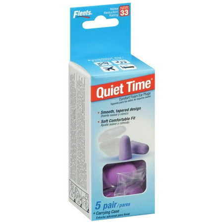 Quiet Time Comfort Foam Ear Plugs & Carrying Case, 5 pr