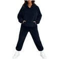 thumbnail image 2 of Sentmoon Chandails pour Femmes Hauts de Sortie Vêtements pour Femmes Ensemble Décontracté Uni à Col Rond, Manches Longues, Pantalon et Chandail à Capuchon à Taille Ajustée pour le Yoga et les Activités Athlétiques TG, 2 of 8