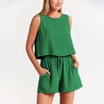 thumbnail image 2 of biudgviw Lounge Sets for Women Crewneck Crop Tank Top and Drawstring Shorts Matching Set Sleeveless Two Piece Beach Vacation Outfits, 2 of 6