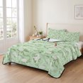 thumbnail image 2 of Full Quilt Set 78''x90'', Green Flowers Lightweight Summer Bedspread Coverlet Set with 2 Pillow Shams, Rustic Botanical Floral Leaves Plants Breathable All Season Quilt Bedding for Bedroom/Guest Room, 2 of 9