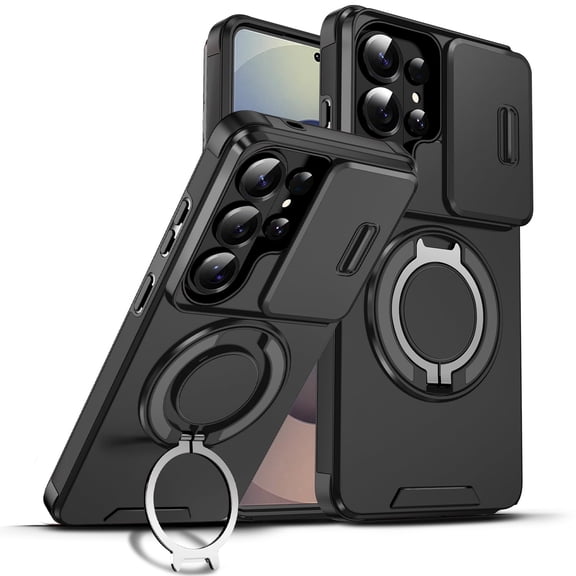 LJing Case for Samsung Galaxy S26 Ultra, Military Grade Shockproof Bumper Rugged Rotating Stand Ring Holder, Anti-Scratch Magnetic Cover Compatible with Car Mount (Multiple Colors)