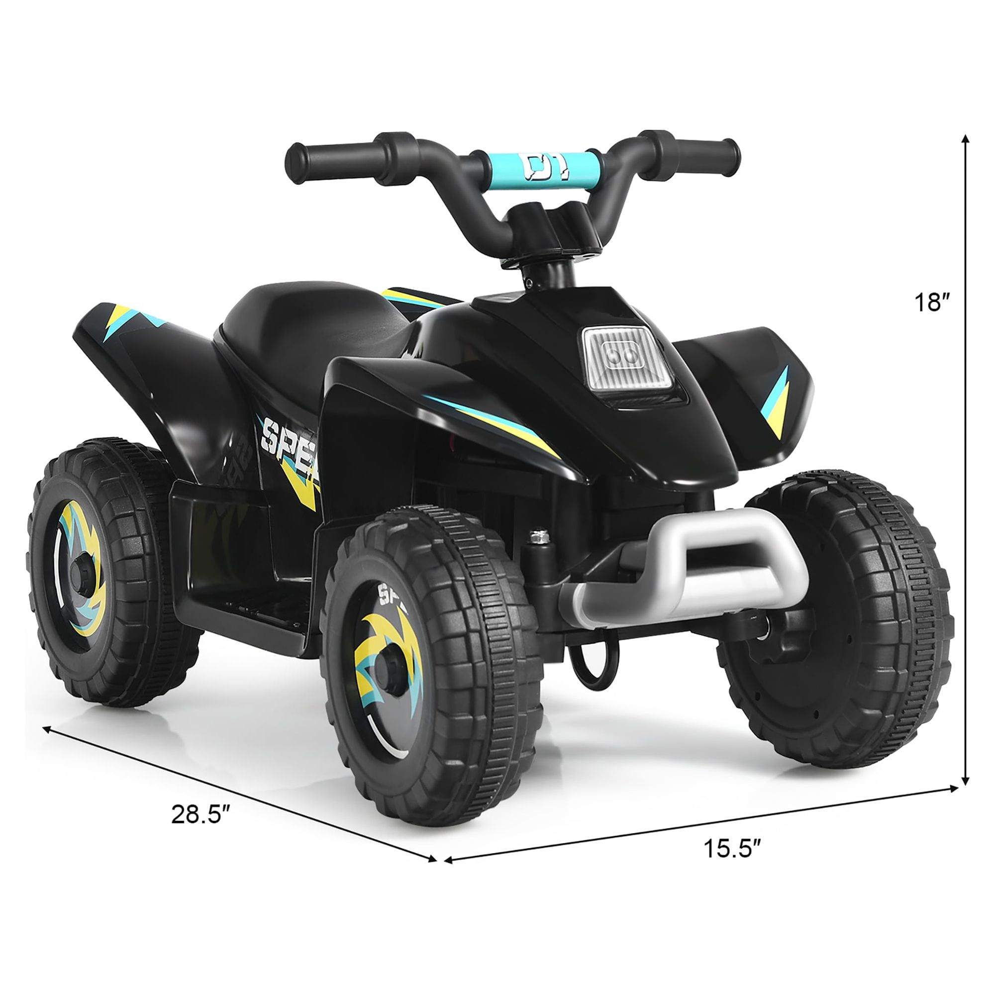 Costway 6V Kids Electric Quad ATV 4 Wheels Ride on Toy Toddlers Forward & Reverse Black
