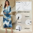 thumbnail image 6 of Yuyamidu Blue Mable Print Womens Robes Lightweight Zipper Front Loungewear Soft Long Sleeve Robe for Women After Shower Ladies Mid-Calf Length Bathrobe Sleepwear Size 2XL, 6 of 7