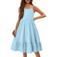 thumbnail image 4 of KISSMODA Girls Dress Casual Round Neck A Line Ruffle Sleeve Knee Length Dresses 4-13 Years, 4 of 4