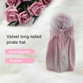 thumbnail image 3 of Velour Headwraps Assorted Colors Long Tail Pirate Hat Velour Headwraps Bright Windproof Single Layer Attractive Elasticity Comfortable Hair Bonnet Pink, 3 of 4