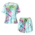 thumbnail image 4 of Naloa Dragonfly Floral Women's Short-Sleeved Pajama Set, Loungewear, Summer pajamas, Breathable Cozy - 3X-Large, 4 of 9