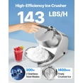 thumbnail image 2 of VEVOR Ice Crusher Machine, 143lbs Per Hour Electric 2 Blades Snow Cone Maker, Stainless Steel Shaved Ice Machine with Bowl and Cover, 300W 2000RPM Ice-Shaver for Home and Commercial Use, Silver, 2 of 9