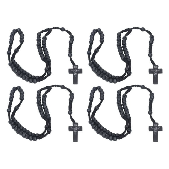JUEGO DE ROSario de Madera, 10 piezas de collar Católico, Cuentas de Oraciónis protestantes y cuentas Talladas de Madera n atural Con Crucuz de Jesús, Cuello de Rosario