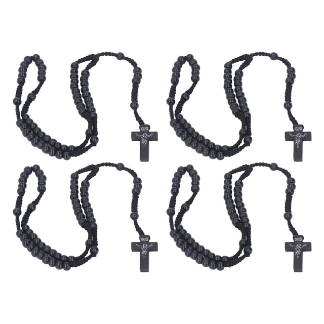 JUEGO DE ROSario de Madera, 10 piezas de collar Católico, Cuentas de Oraciónis protestantes y cuentas Talladas de Madera n atural Con Crucuz de Jesús, Cuello de Rosario