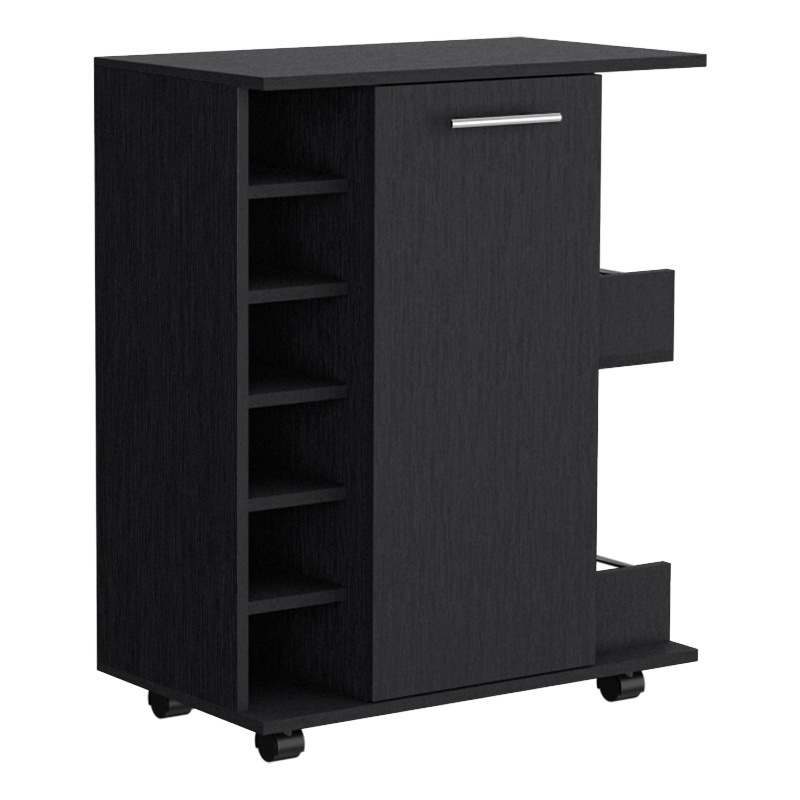 Depot Selden Engineered Wood Bar Cart with 2Open Side Shelves in