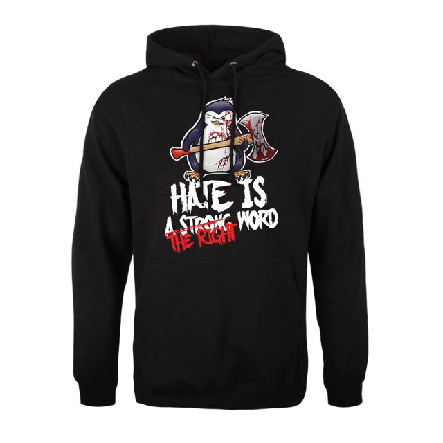 Psycho Penguin - Sudadera Hate Is The Right Word para Hombre (Negro)