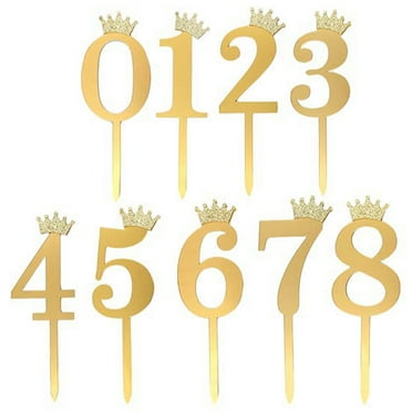 Cake Number Decoration 10 Pcs Decorative Picks Gold Celebration Fun Ornaments Birthday Cakes Acrylic Paper
