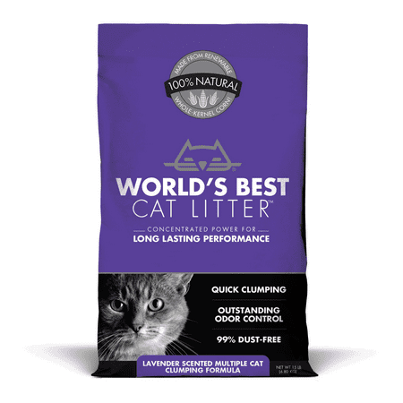 World's Best Cat Litter Multiple Cat Clumping Formula, Lavender Scented, (Best Kitty Litter That Doesn T Track)
