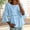 Light Blue, variant on 3/4 Length Bell Sleeve Babydoll Tops for Women Round Neck Lace Trim Ruffle Peplum Blouses Dressy Summer Cute Shirts Hollow Out Crochet Lace White L
