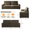 thumbnail image 2 of 87”Large Loveseat Sofa, 3 Seater Couch with Storage, Velvet Fabric Deep Seat Sofa with Pillow& Cup Holders, Modern Comfy Sofa with USB& Type-C Ports, Home Sofa Couch for Living Room Bedroom, 2 of 9